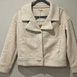 Marine Layer Quebec Sherpa Moto Jacket in Antique‎ White Beige Size XS